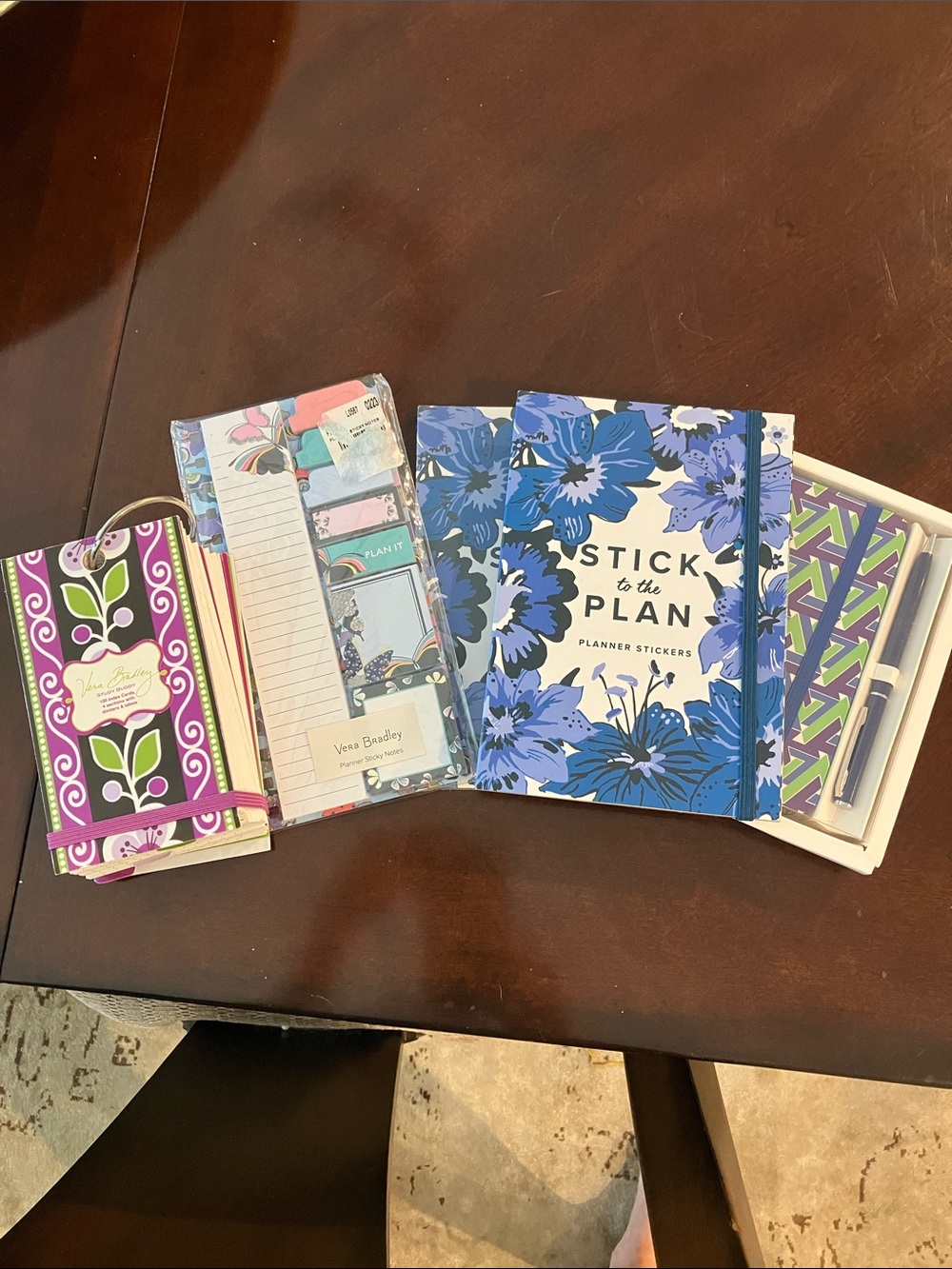 Vera Bradley Planner Stickers (2), Sticky Notes &  Index Card Deck, journal, pen